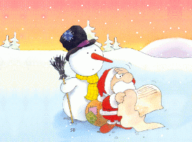 Weihnachtsmann und Schneemann